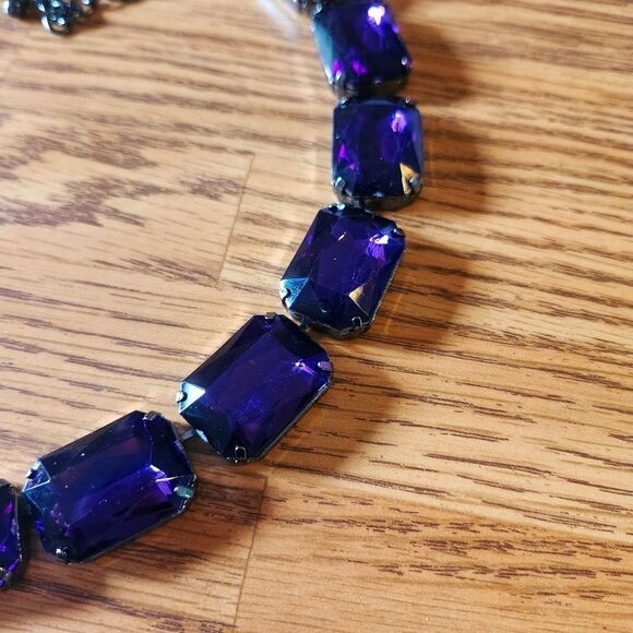 JOAN RIVERS Purple, Gunmetal Black Faceted Matinee Necklace STATEMENT MAKING! - Picture 2 of 9